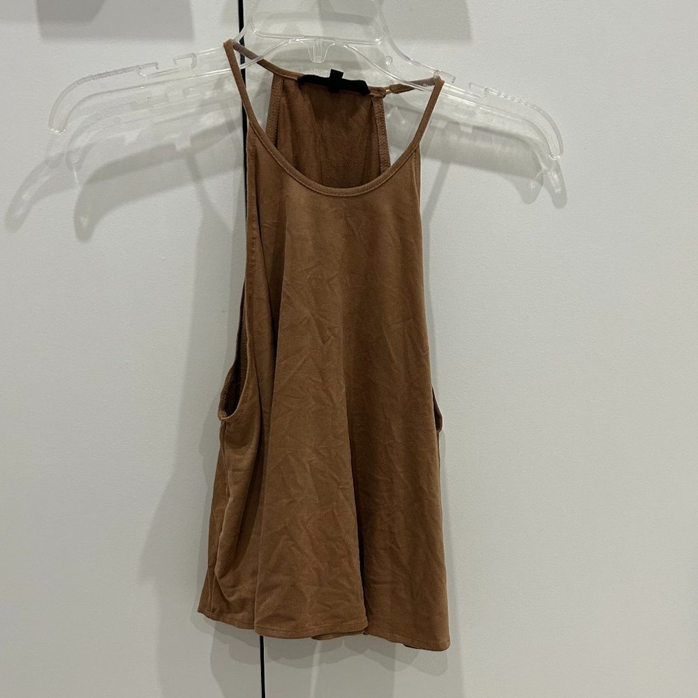 Olivaceous Tan Faux Suede Tank Top